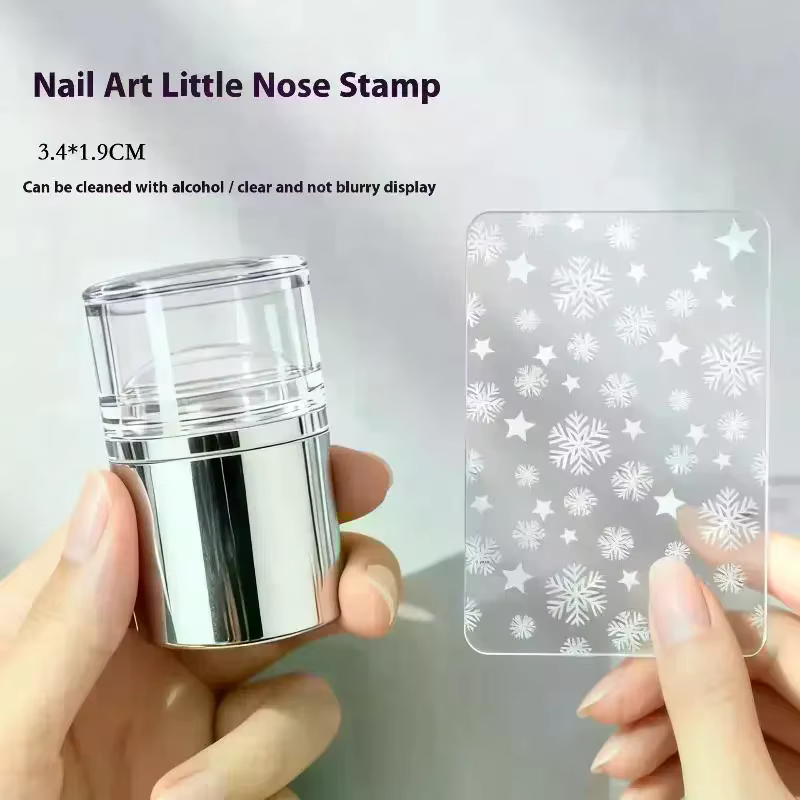 Mini sceau à ongles Transparent avec grattoir