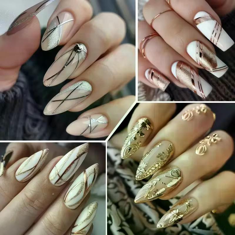 Vernis à ongles gel métallique doré argenté