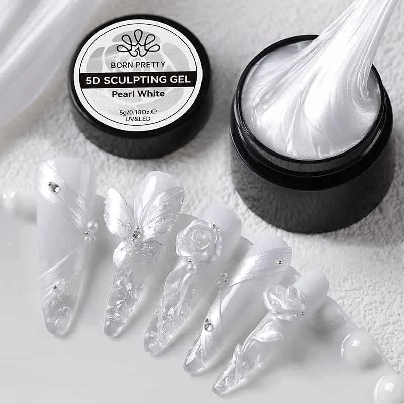 BORN PRETTY Gel Sculptant 5D Blanc Nacré 5g – Gel Solide pour Sculpture
