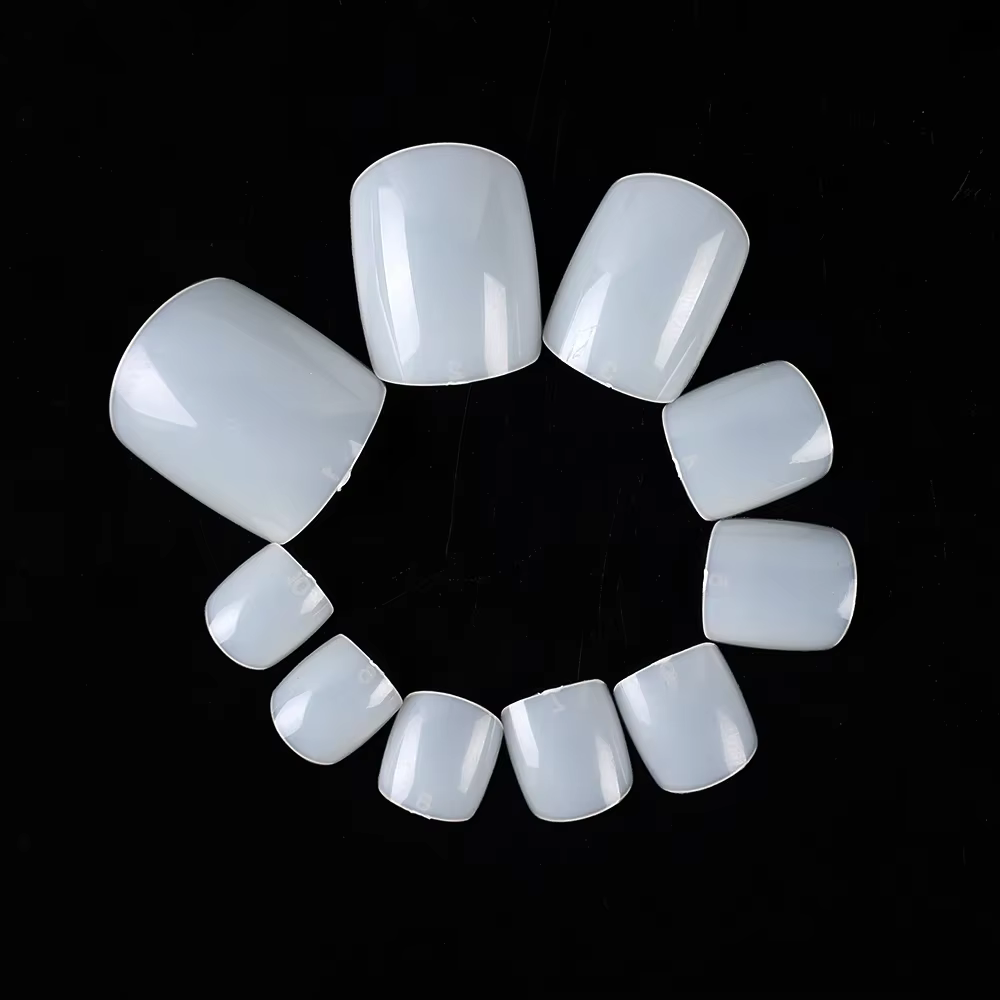100 pièces faux ongles carrés couverture complète naturel blanc clair artificiel