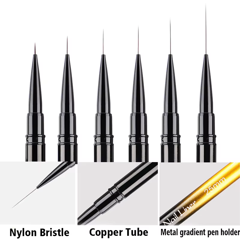 Pinceau de précision pour nail art 6/9/12/15/18/25mm – Stylo de dessin à fines rayures pour manucure DIY