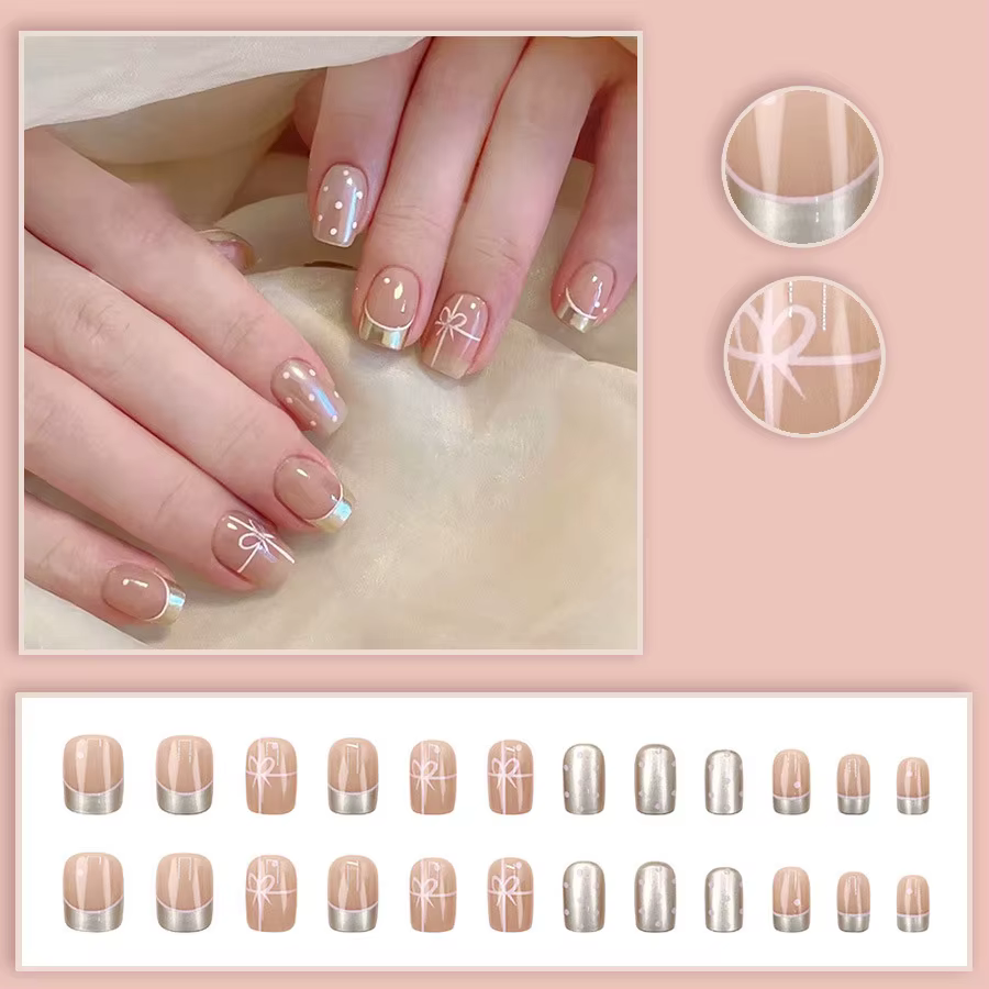 Faux ongles carrés courts pour femmes et filles