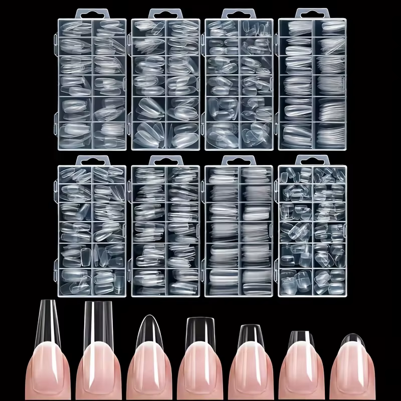 120 pièces de faux ongles transparents en forme de cercueil/mandarine/avrilien/carré/ovale/autres formes