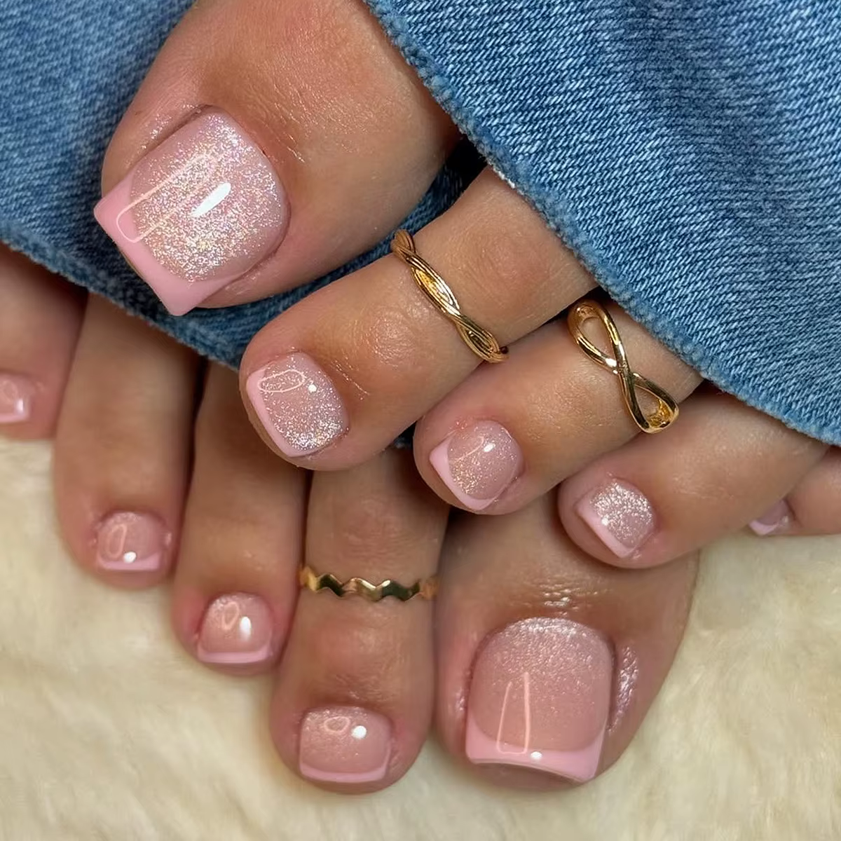 Faux ongles français roses