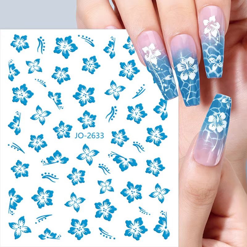 Autocollants 3D de fleurs d'hibiscus pour la décoration des ongles