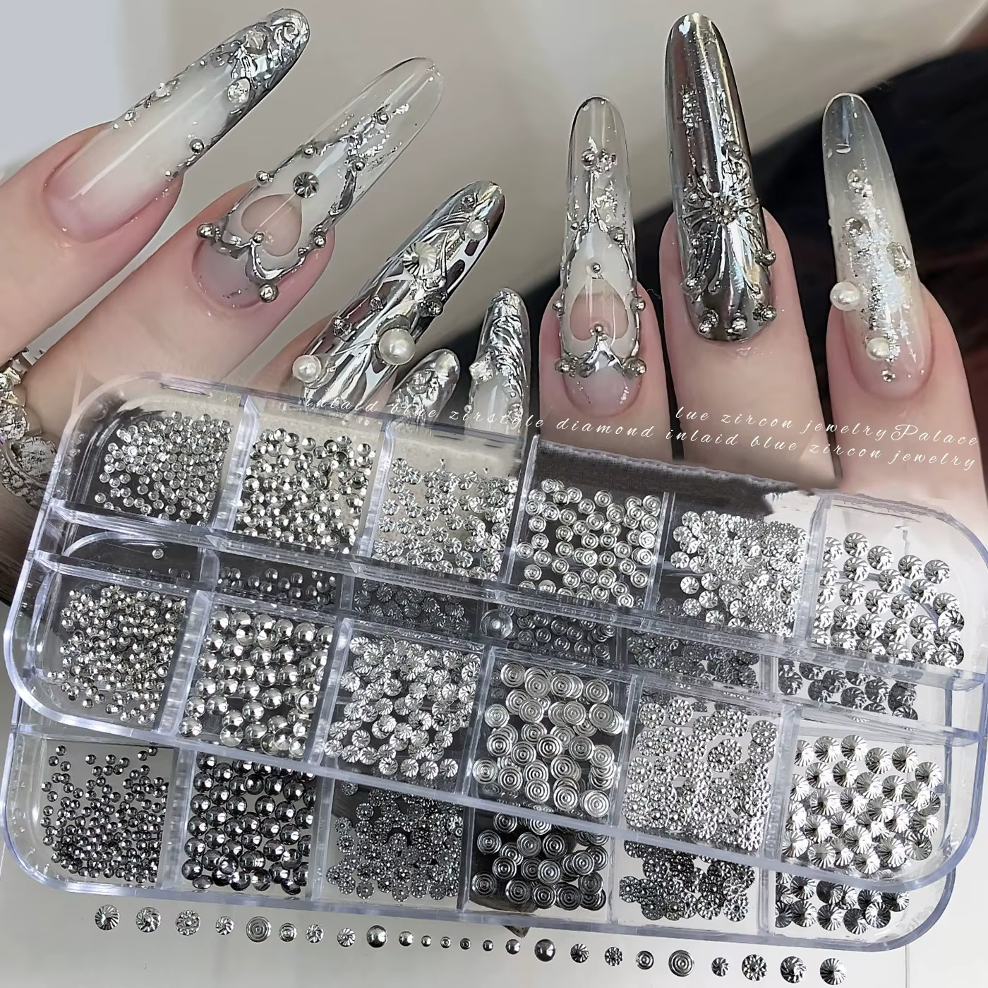 12 Grilles de Charms Métalliques pour Ongles