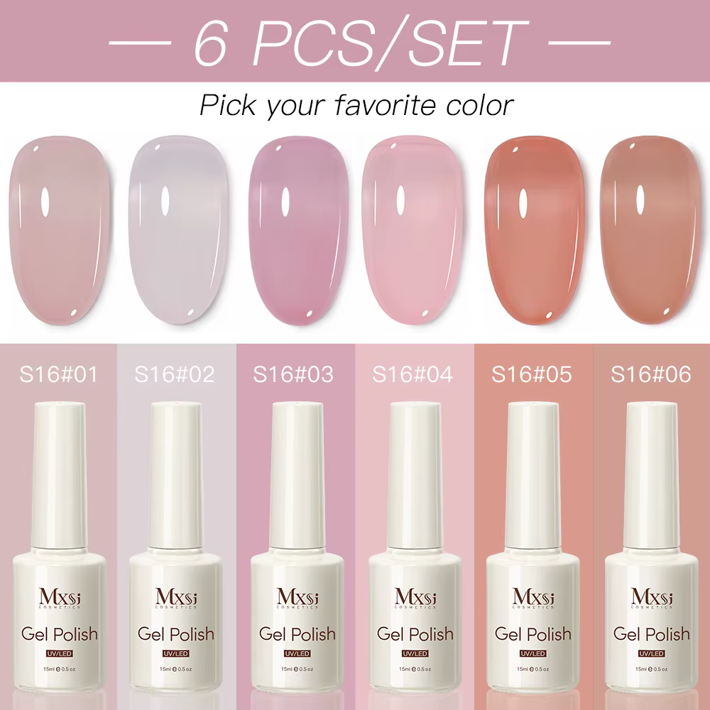 6 pièces/ensemble 15ML nu rose gelée vernis à ongles Gel ensemble été translucide