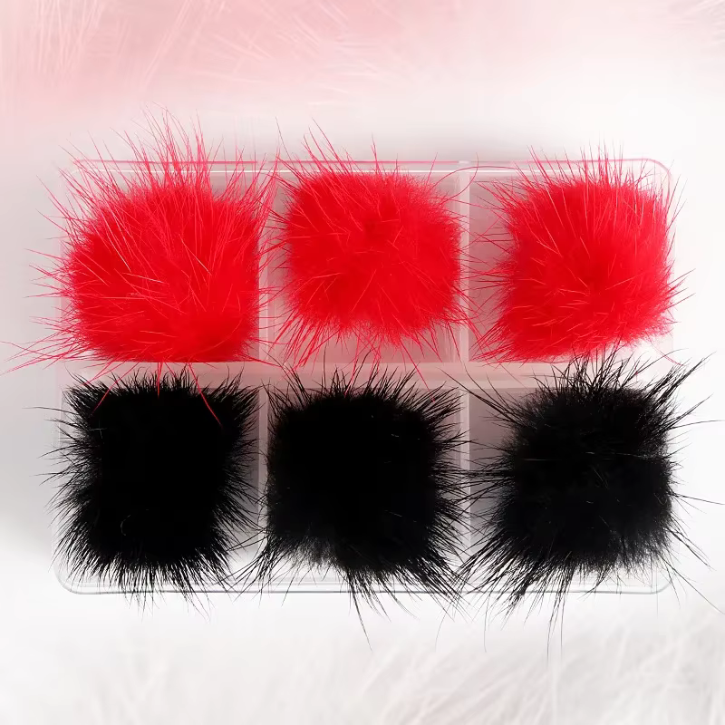 Boules de Pom pour ongles en peluche moelleuses détachables