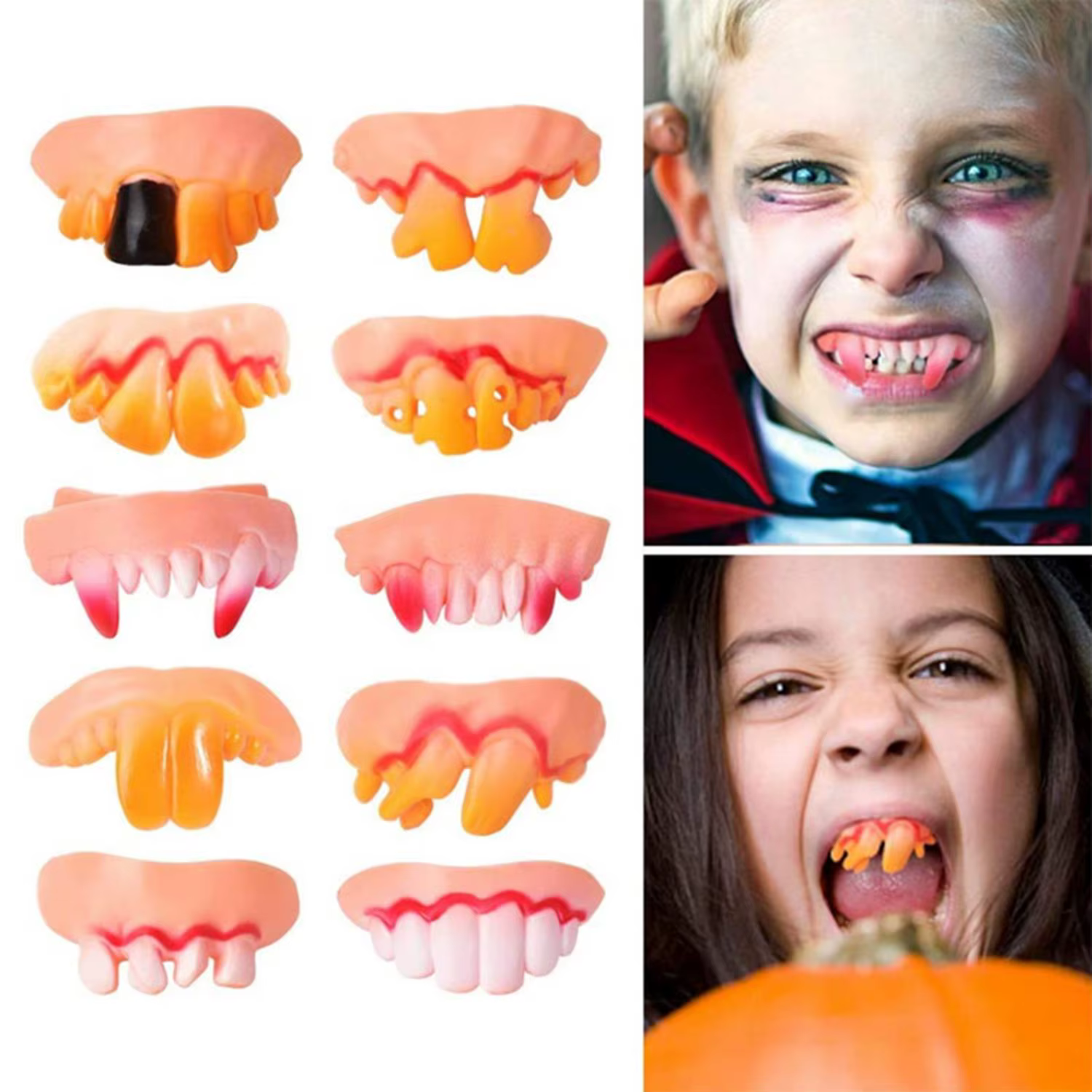 1 paire de fausses dents crocs drôles, accessoire de Costume de Cosplay, fournitures de fête, Halloween Cosplay, prothèses humoristiques, cadeau du poisson d'avril