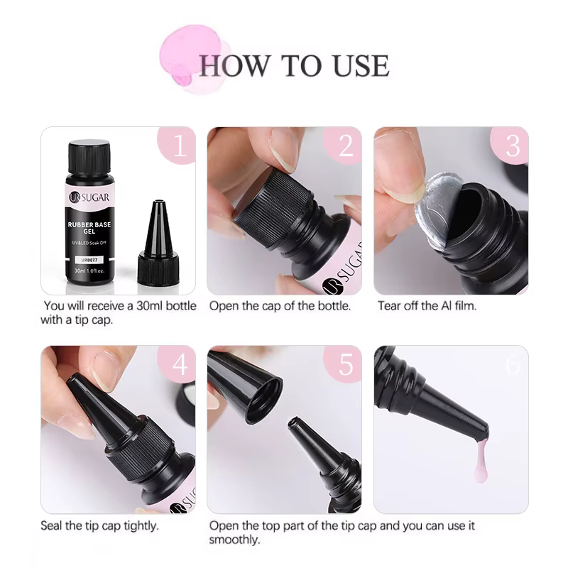 UR SUGAR 30ml Gel de Base en caoutchouc grand Volume sans lingette couche de finition recharge paquet Gel de remplissage déshydrateur de préparation des ongles UV LED manucure