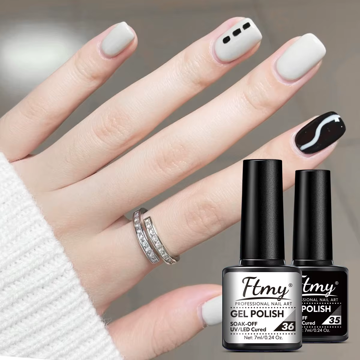 Ensemble de vernis à ongles Gel noir et blanc