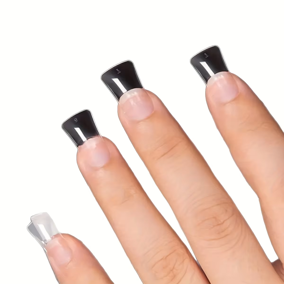 300 pointes d'ongles transparentes et blanches, de taille moyenne, en forme de bec de canard, 12 tailles, faux ongles en acrylique, parfaites pour la création de motifs d'ongles DIY et