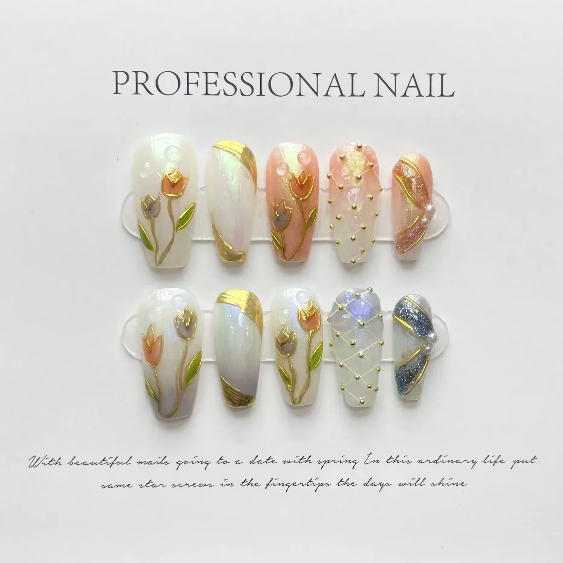Faux ongles mats faits à la main