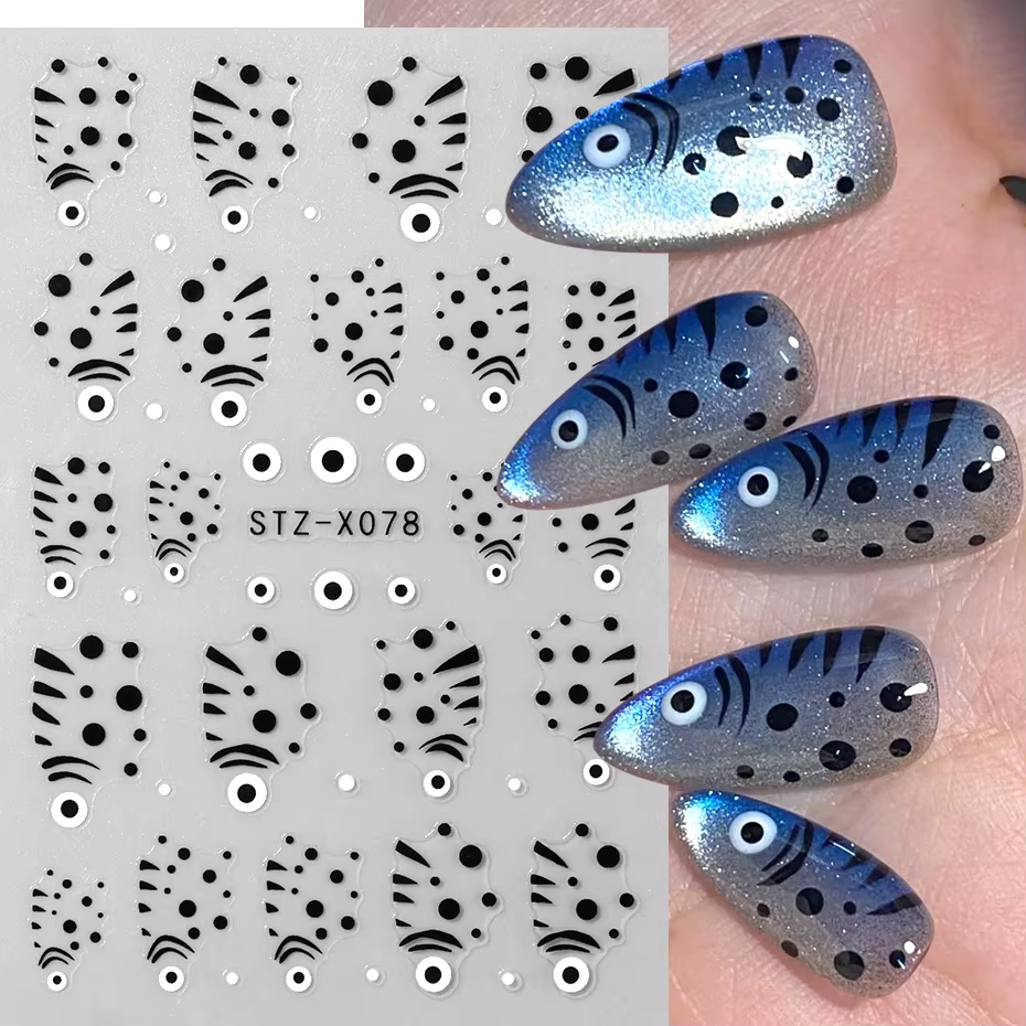 2 pièces leurre de pêche Nail Art autocollant Design poisson mignon ongles décalcomanies breloques