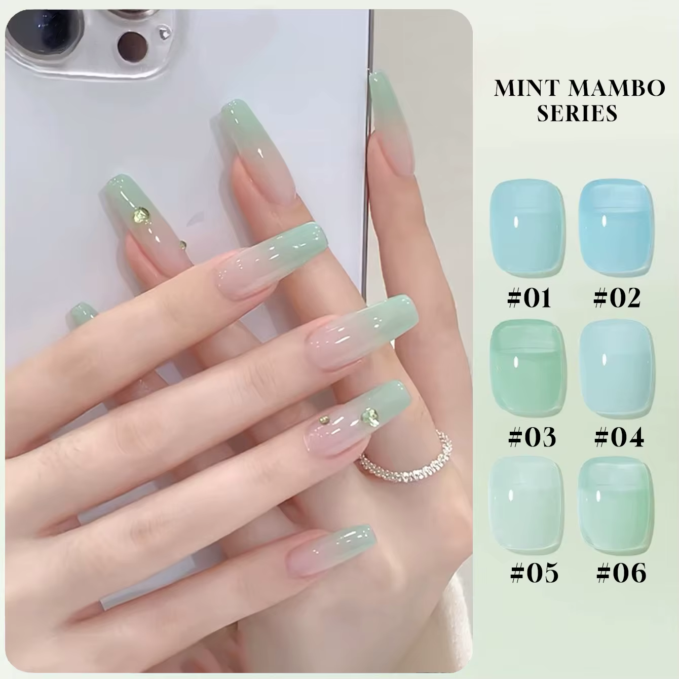 MIANEL 12ML Vernis à ongles gel vert menthe Mambo Jelly pour l'été