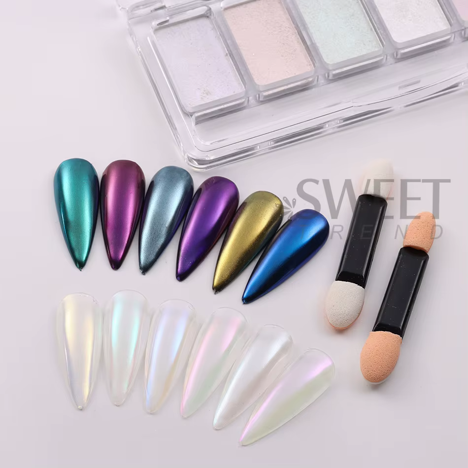 Poudre à ongles chromée 6 couleurs