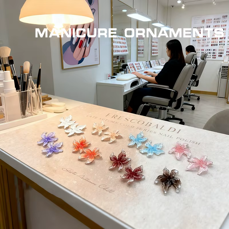 30pc mixte 3D résine dégradé coloré Transparent Lily Nail Art décoration Style bizarre tacheté fleur ongles breloques pour manucure