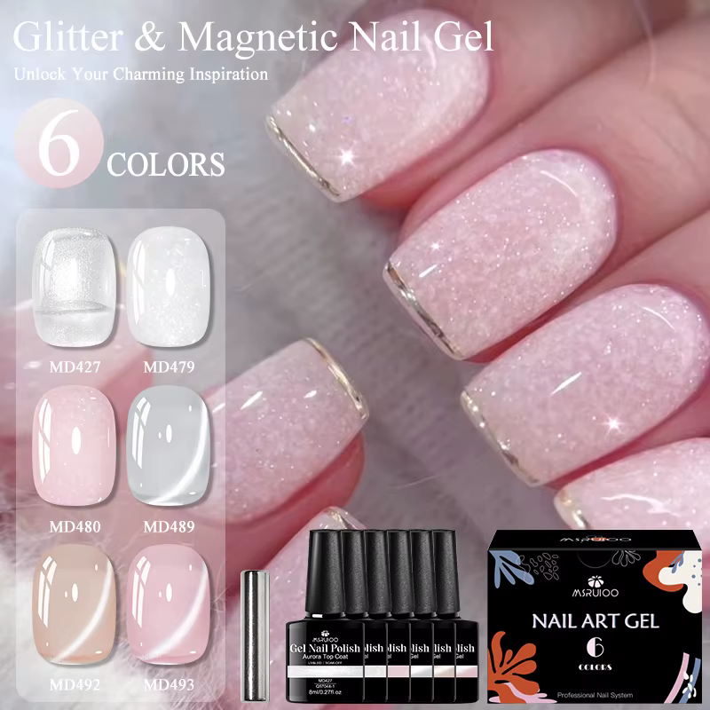 Ensemble de 7 gels magnétiques pour ongles