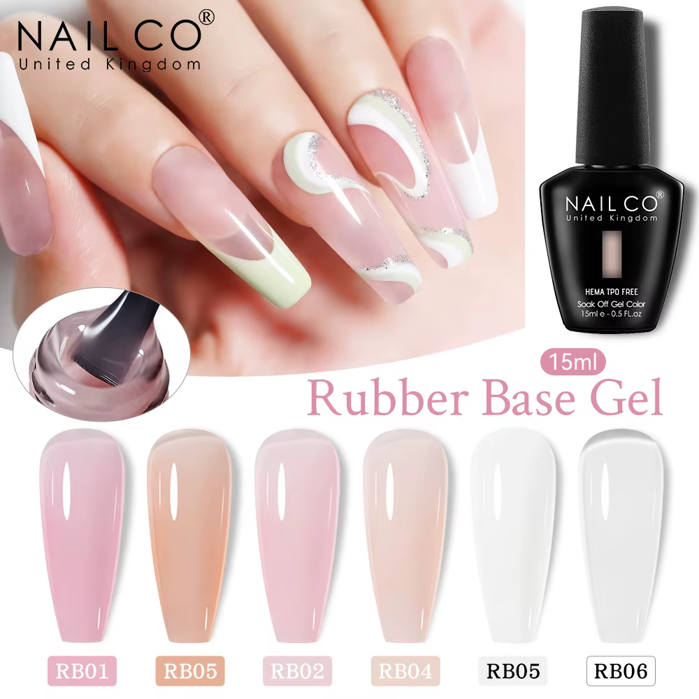NAILCO 6 couleurs 15ml Hema Tpo Base en caoutchouc sans Gel vernis gelée rose clair Extension d'ongle Semi Permanent UV