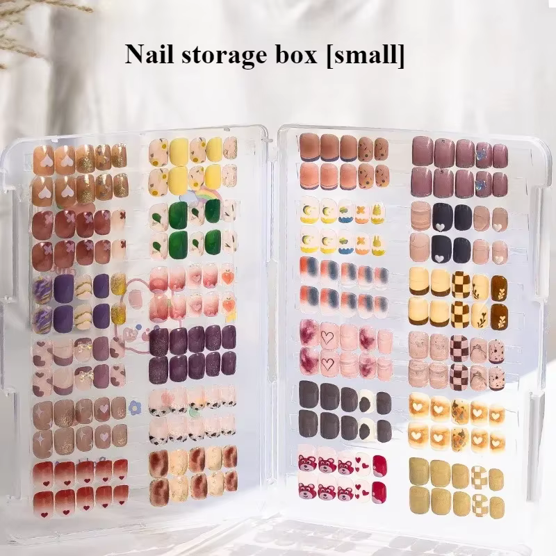 Nouvelle boîte de rangement transparente anti-poussière pour faux ongles, présentoir de style plaque à ongles, livre de couleurs, outil pour fournitures d'onglerie