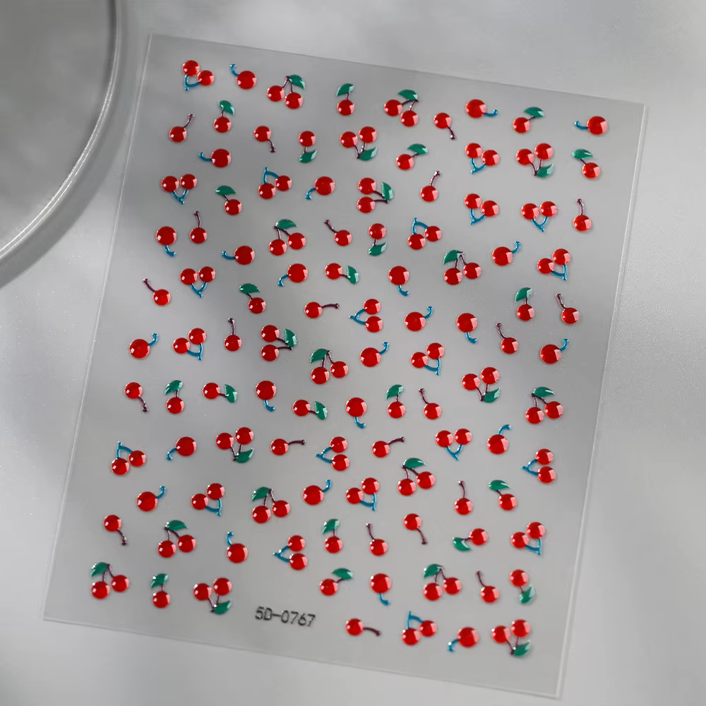 1/2 pièces Autocollants 5D en cristal rouge pour ongles