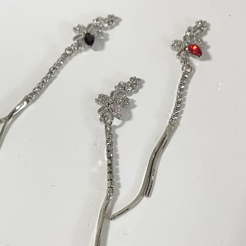 Vigne florale-chromé ongles bijoux chaînes Niche Design fleur XL gland pendentif accessoire bricolage UV Gel vernis