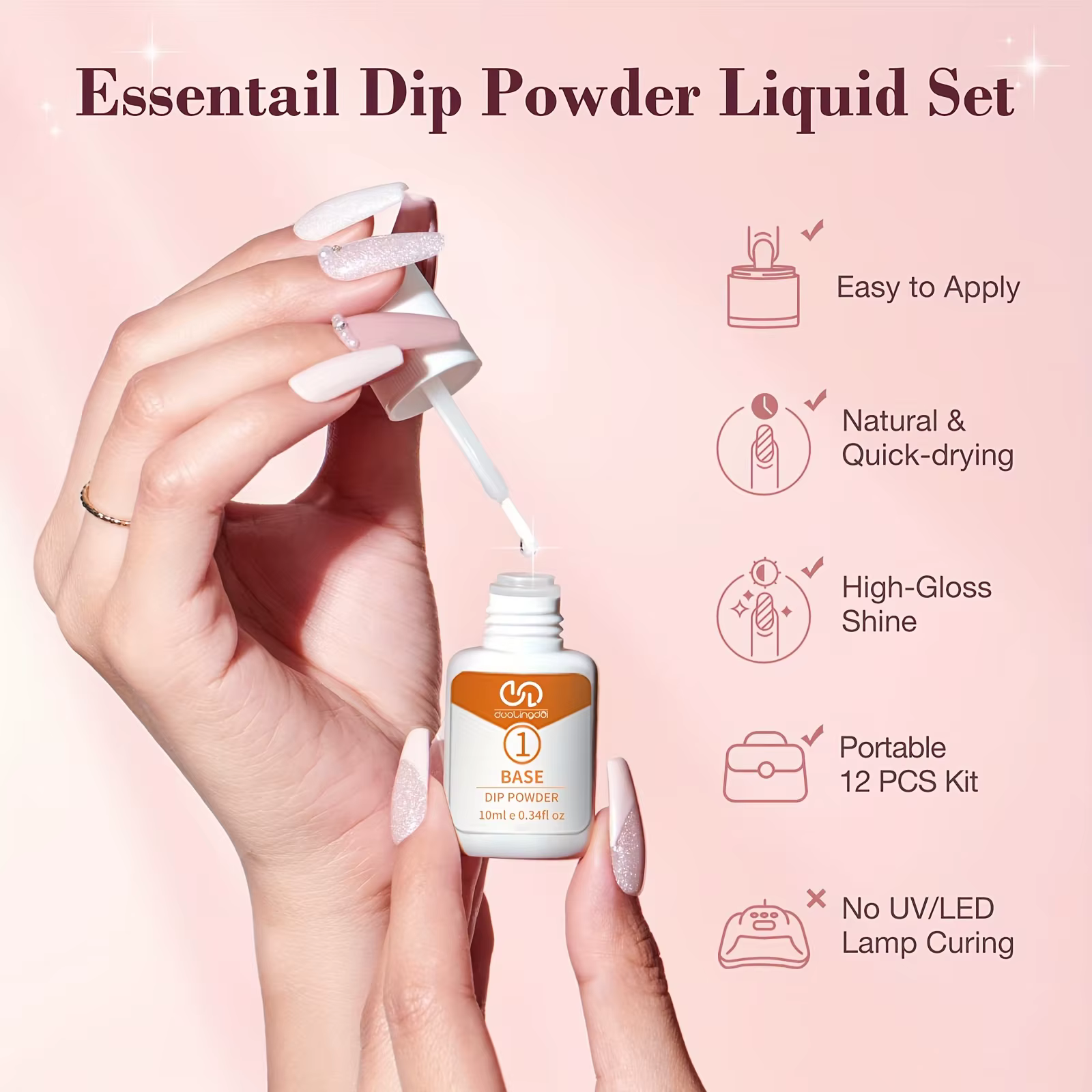 Kit de poudre à ongles DOULINGDAI 4 couleurs - Couleurs printemps/été