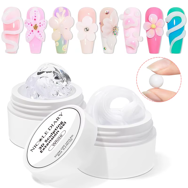 NICOLE DIARY blanc antiadhésif Extension de main Gel vernis à ongles pour 3D façonnage sculpture fleur bricolage Nail