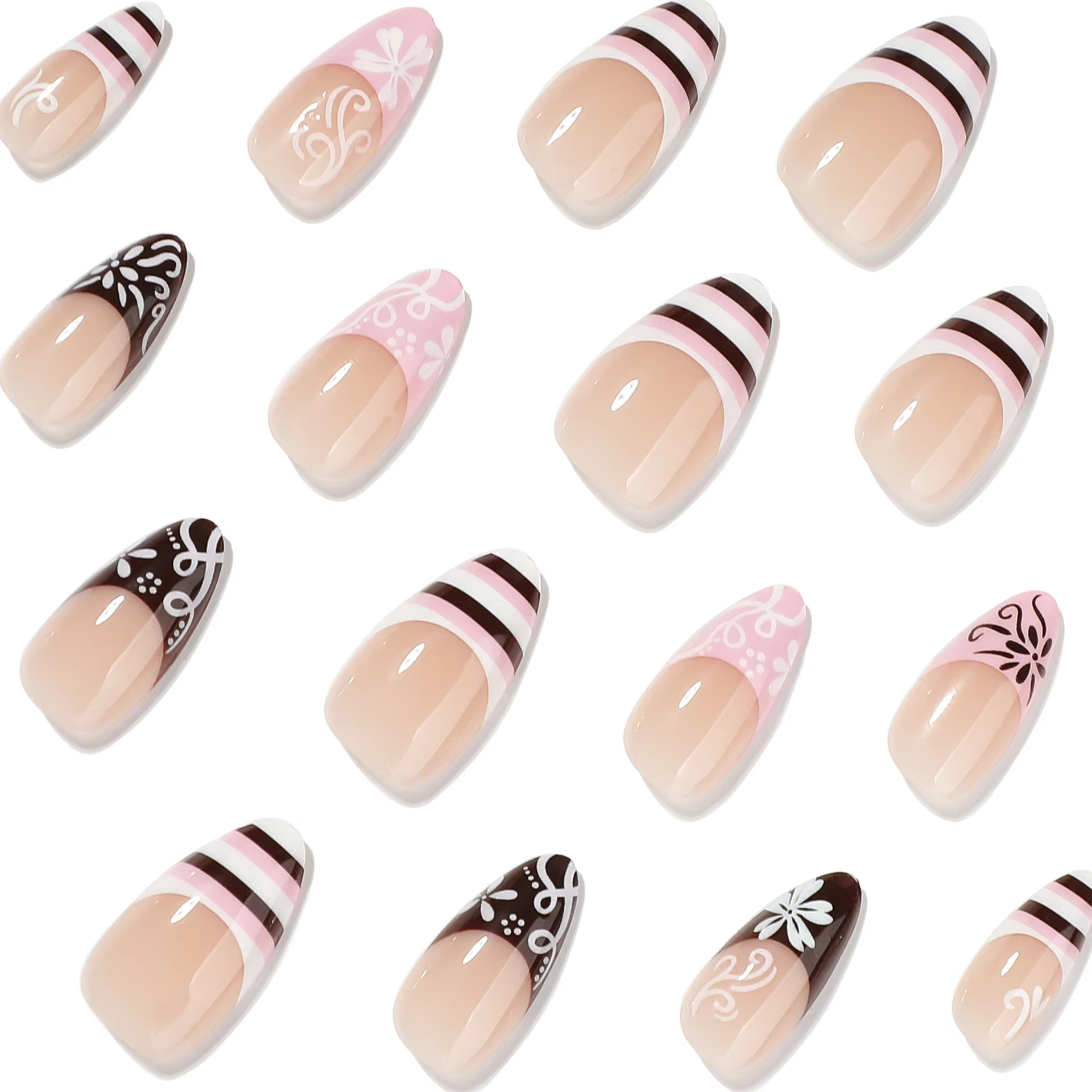 Pointes d'ongles rayées de style français