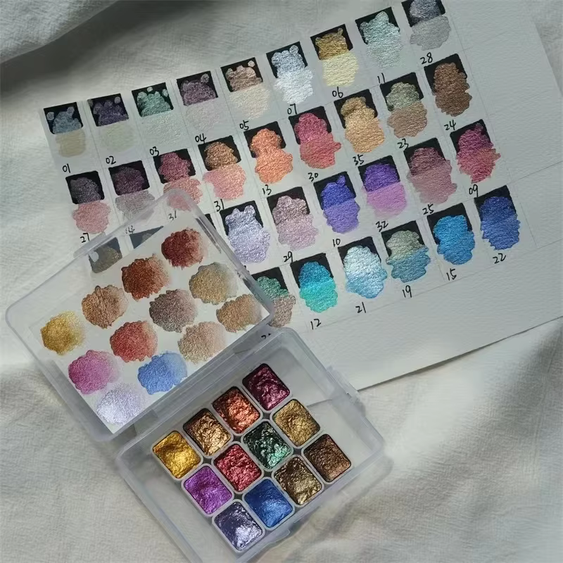 Ongles solide Pigment Nail Art décor aquarelle manucure peinture métallique dessiner Chrome paillettes poudre fleurs