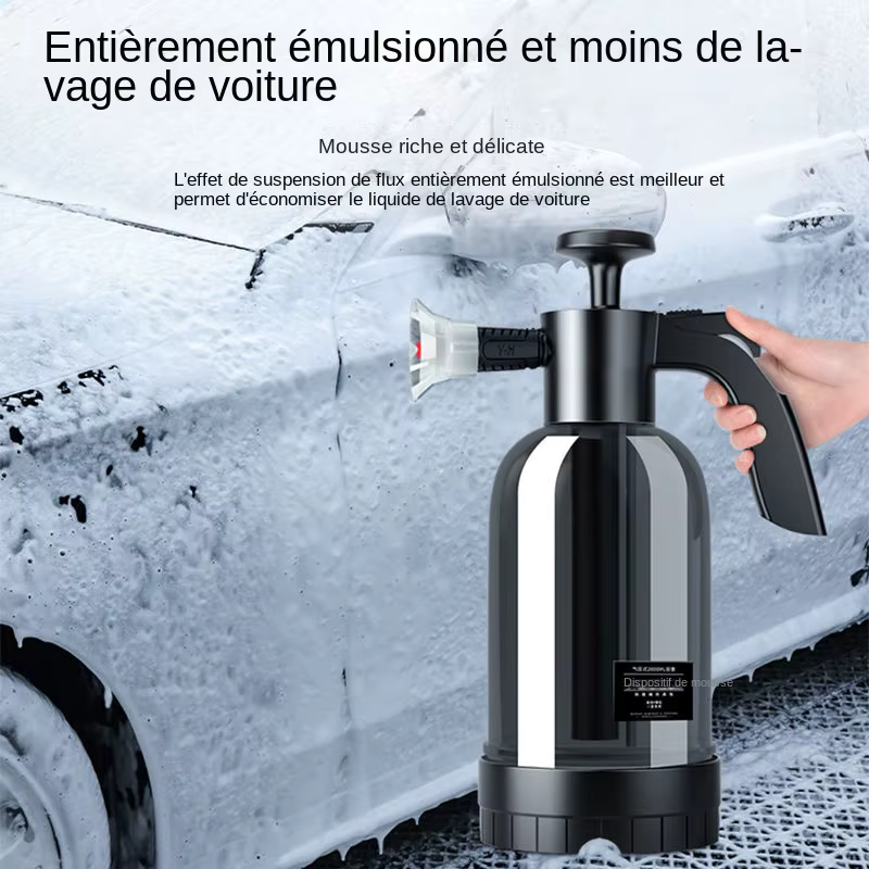 Pulvérisateur de mousse à pompe à main avec 3 types de buses, canon à mousse pneumatique à main, pulvérisateur de mousse de neige, bouteille de lavage de voiture, fenêtre de voiture, livres, 2L