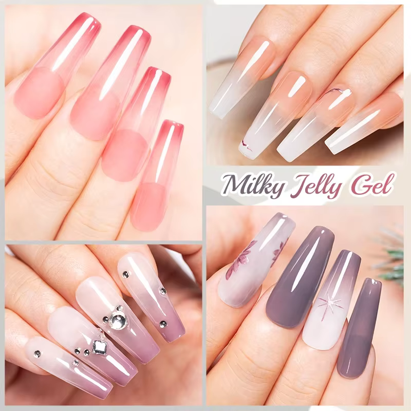 Vernis à ongles Gel gelée laiteuse 7.5ml translucide blanc laiteux couleur rose Gel