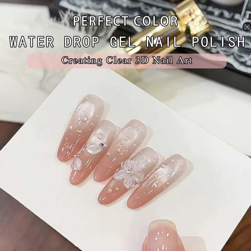 Gel à ongles effet goutte d'eau transparent pour nail art