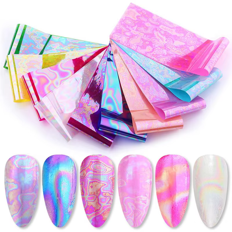 10PCS Aurora Nail Foil holographique