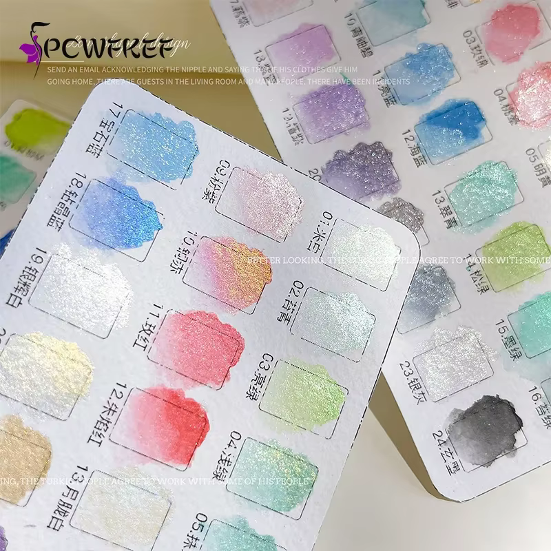 24 couleurs ongles solide Pigment Aurora nacré Nail Art aquarelle métallique Palette peinture dessiner Chrome caméléon