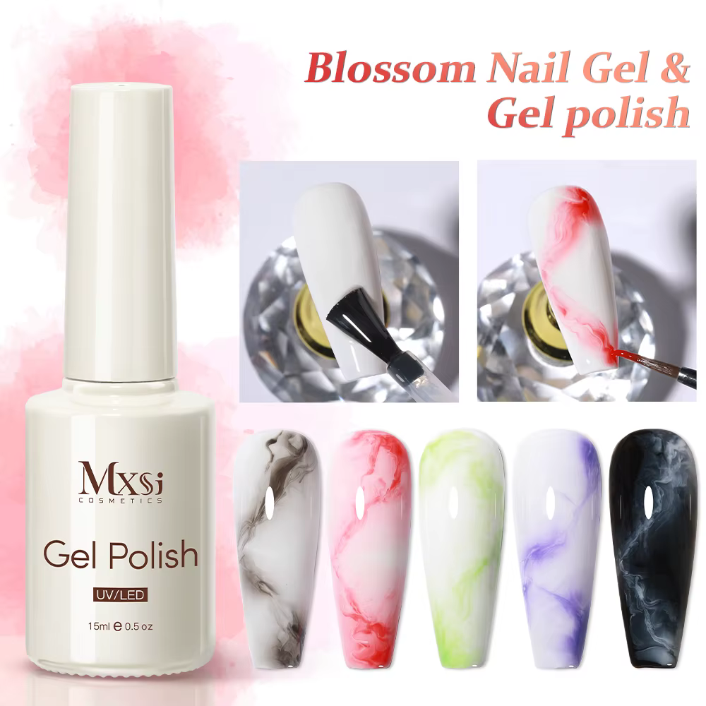 6 pièces/ensemble Gel fleuri 15ml vernis Gel aquarelle clair pour effet d'épandage marbre tremper UV LED Gel