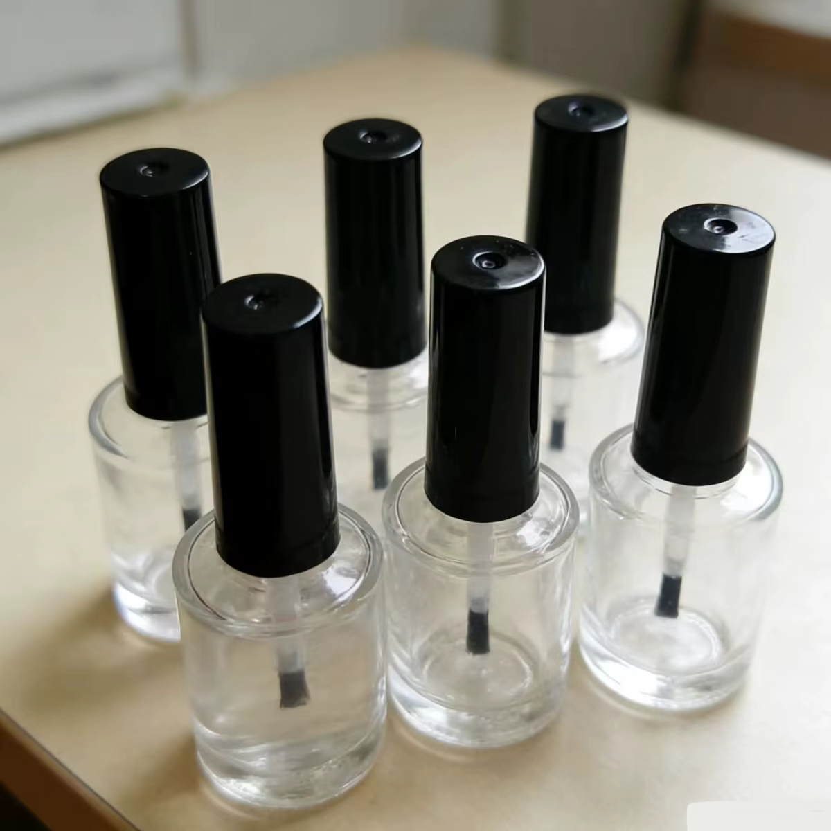 6 flacons vides en verre de 13 ml pour vernis à ongles avec couvercle à pinceau