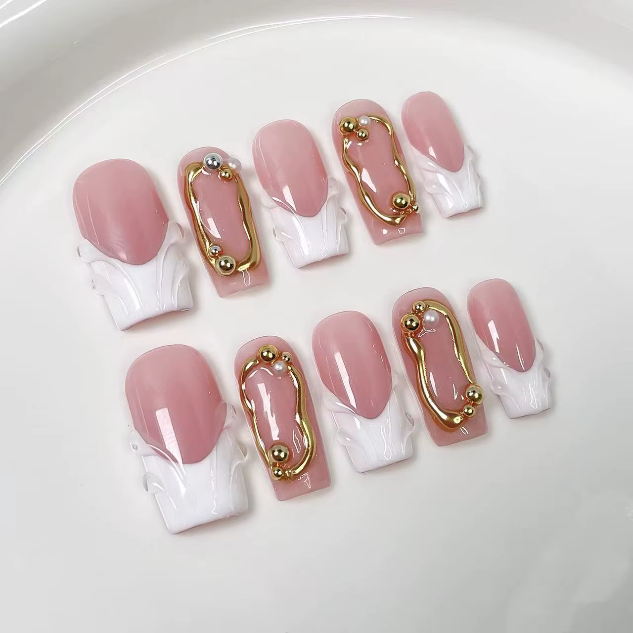 10 pièces de faux ongles faits à la main