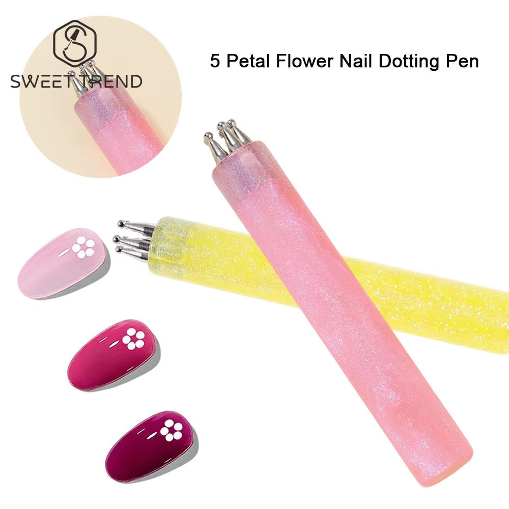 SWEET TREND - 1 pièce Stylo de nail art à 5 pétales pour dessiner des fleurs à cinq