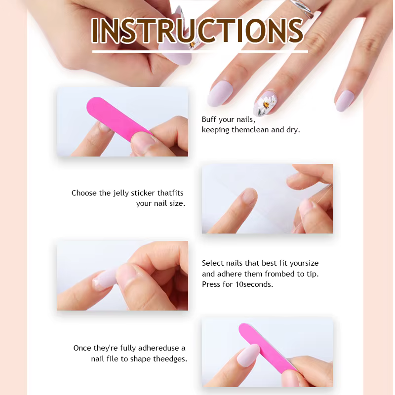 24 faux ongles à presser en forme d'amande