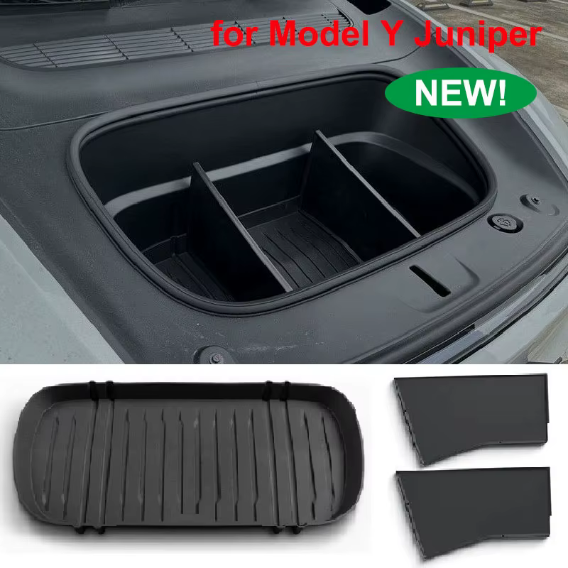 Pour Tesla nouveau modèle Y Juniper 2025 lancement 2026 tapis de coffre avant panneau de séparation TPE Frunk protecteur coussin organisateur boîte de rangement