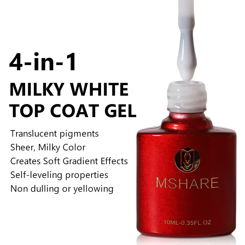 MSHARE blanc laiteux sans lingette couche de finition UV LED Gel gelée couleur haut Gel Sosk hors Gel Vernis renforcer