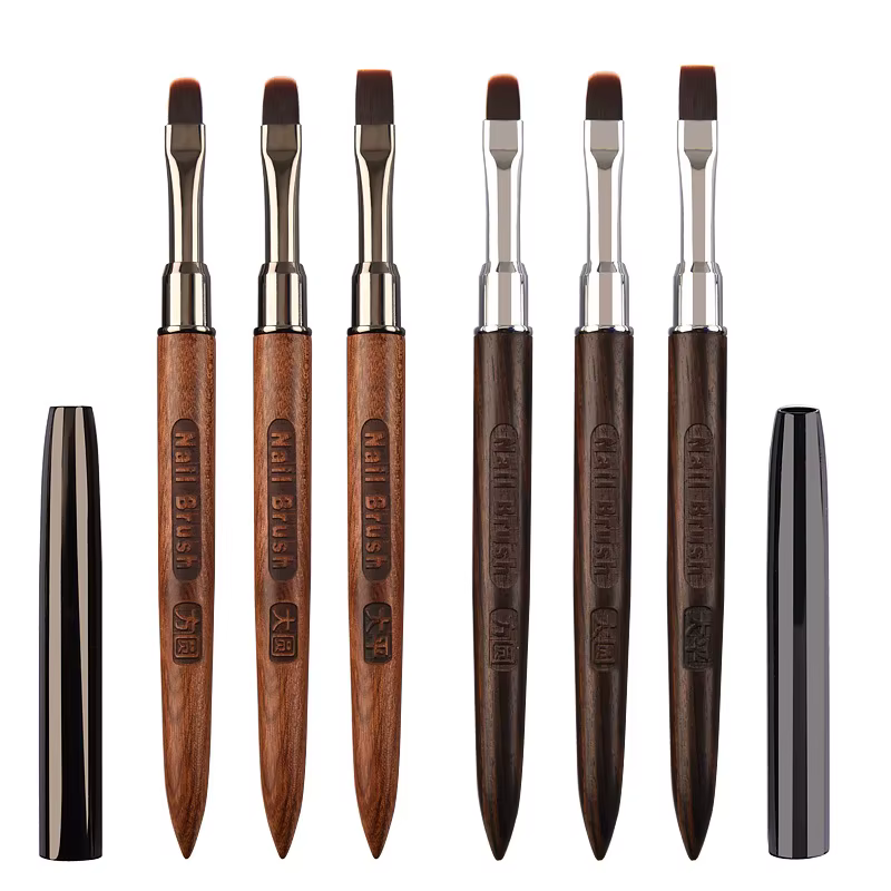 Pinceau à ongles avec manche en bois pour photothérapie