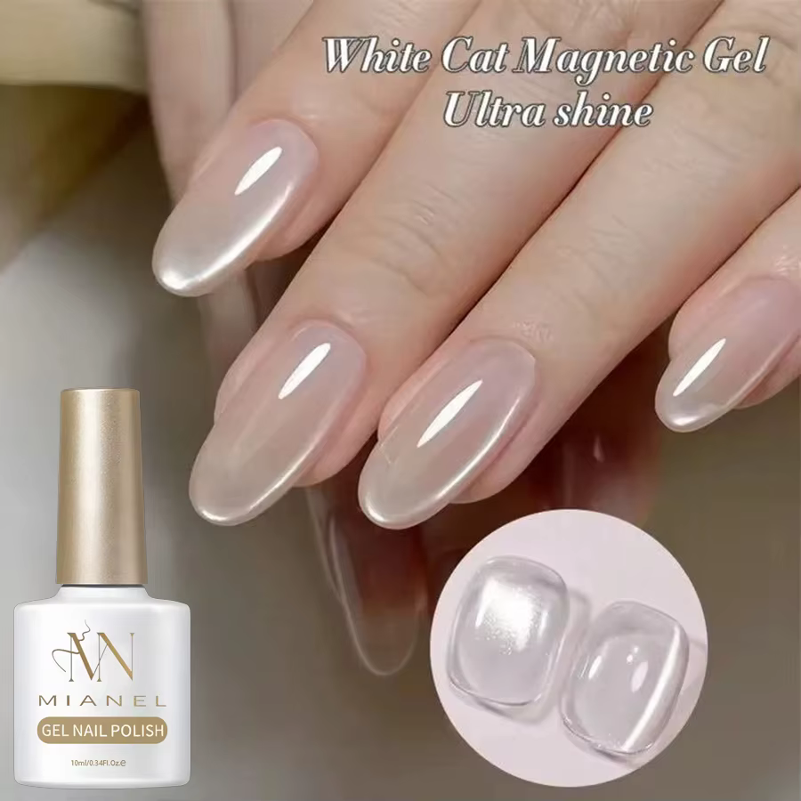 MIANEL 10ML Vernis à ongles gel blanc transparent effet œil de chat