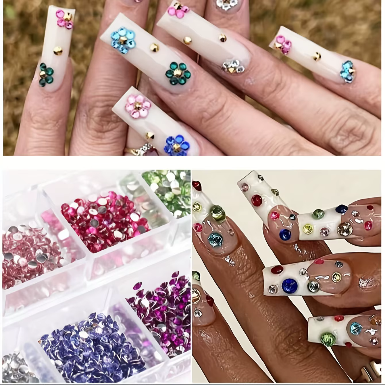 12 grilles de strass en cristal scintillant pour Nail Art