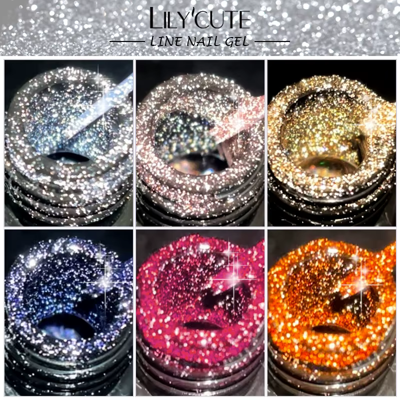 LILYCUTE 2/4/6 pièces Vernis à ongles gel réfléchissant effet graffiti champagne