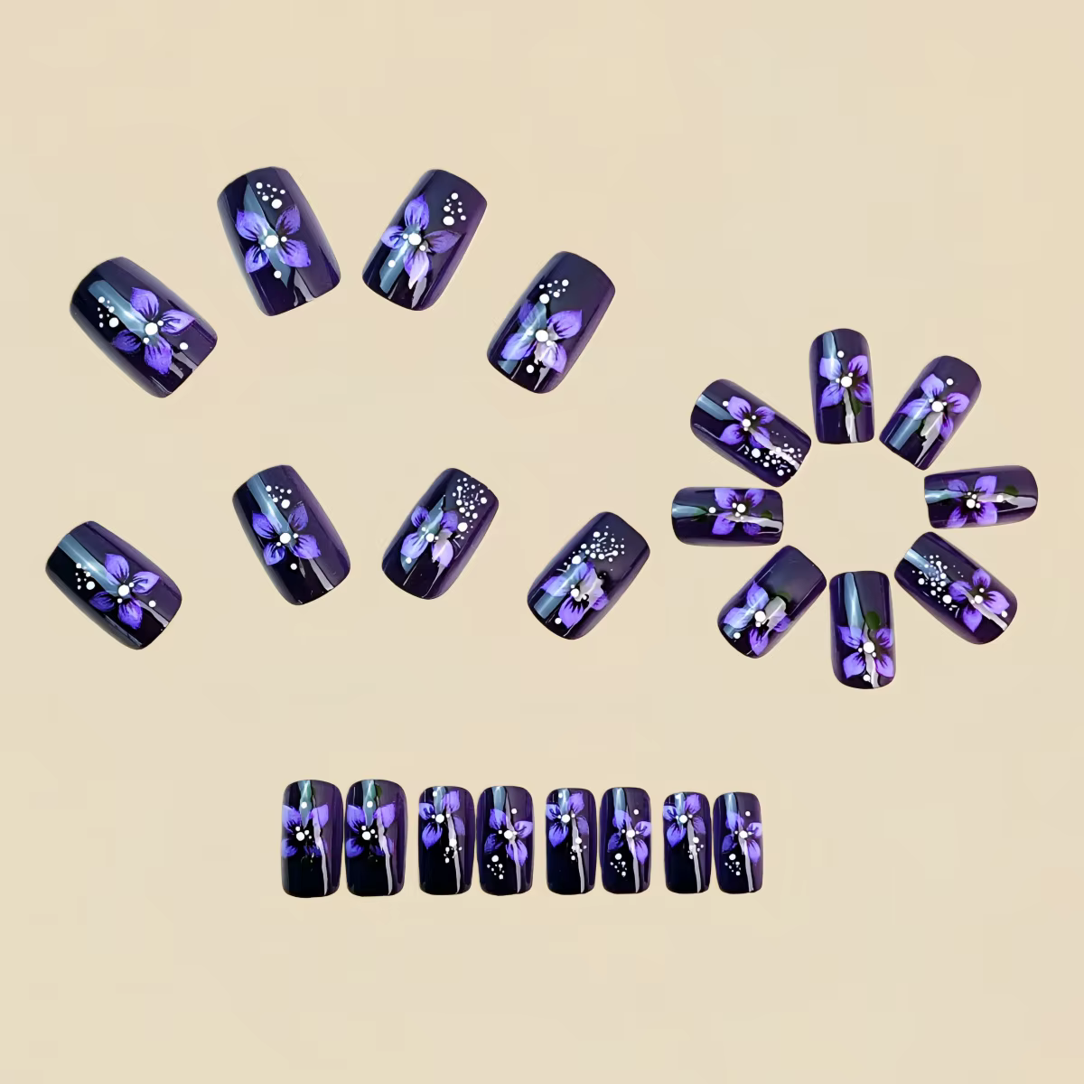 Faux ongles carrés moyens pour femmes et filles
