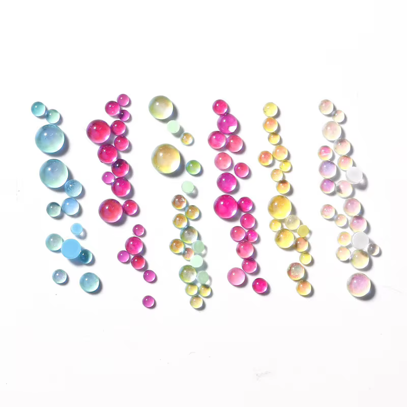 1 boîte arc-en-ciel sirène larmes Nail Art breloques Macaron bulle perles