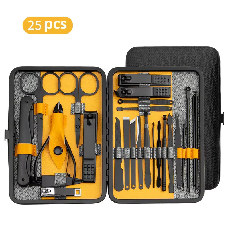 Kit de manucure professionnel en acier inoxydable avec étui portable