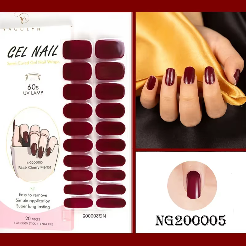 16/20/22 Tips Semi-Cured Gel Nail Wraps Full Cover Manicure DIY Waterproof Long Lasting Gel